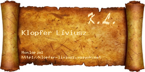Klopfer Líviusz névjegykártya